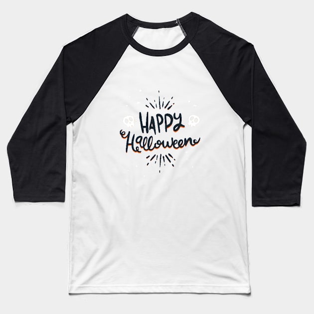 Happy Halloween Design Baseball T-Shirt by Mako Design 